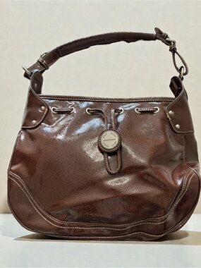 Alfred Dunner Brown Patent Hobo Shoulder Bag